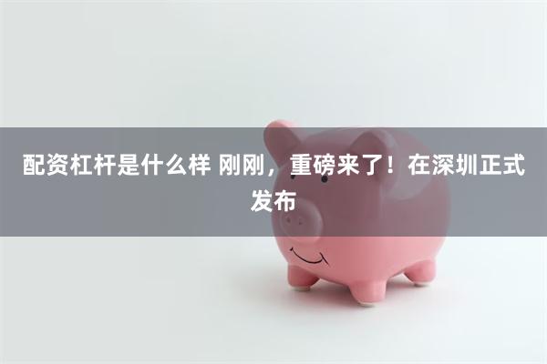 配资杠杆是什么样 刚刚，重磅来了！在深圳正式发布